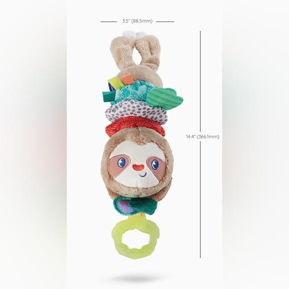 Infantino Music & Motion Pulldown Musical Plush Sloth with Multi-Texture Teether - Picture 4 of 7